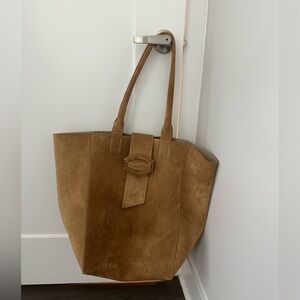 New Banana Republic Oversized Corso Suede Leather Shoulder Bag Camel Color